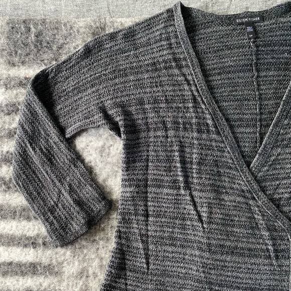 Eileen Fisher Gray Wrap Sweater - Picture 4 of 6